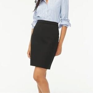 J. Crew Factory Wool Professional Pencil Knee Length Skirt  Back Slit 4 Black